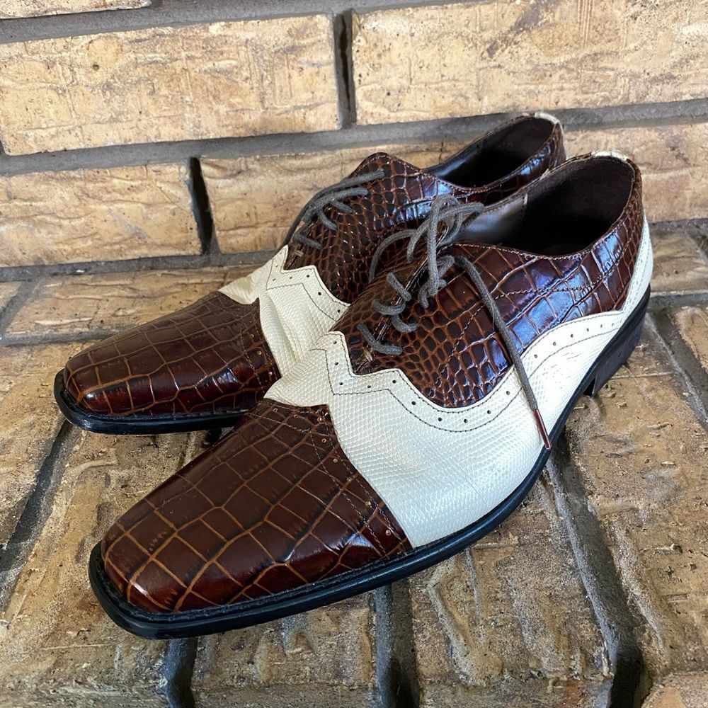 Stacey adams brown and‎ cream oxfords